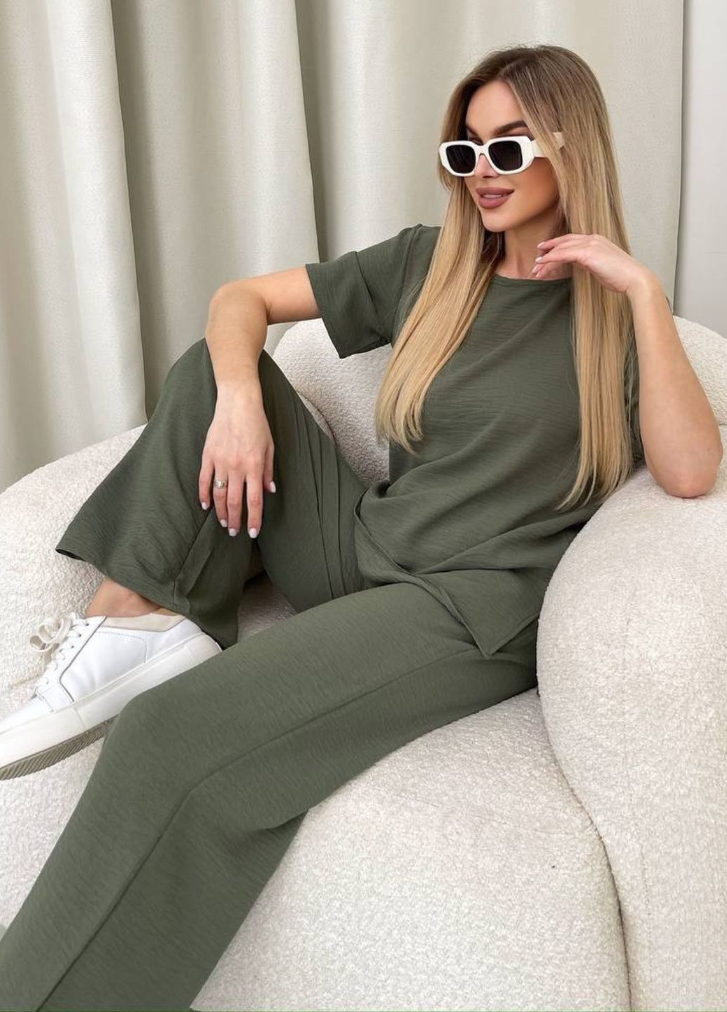 Базовый легкий повседневный летний костюм двойка: футболка + штаны палаццо Allthings (355797588)