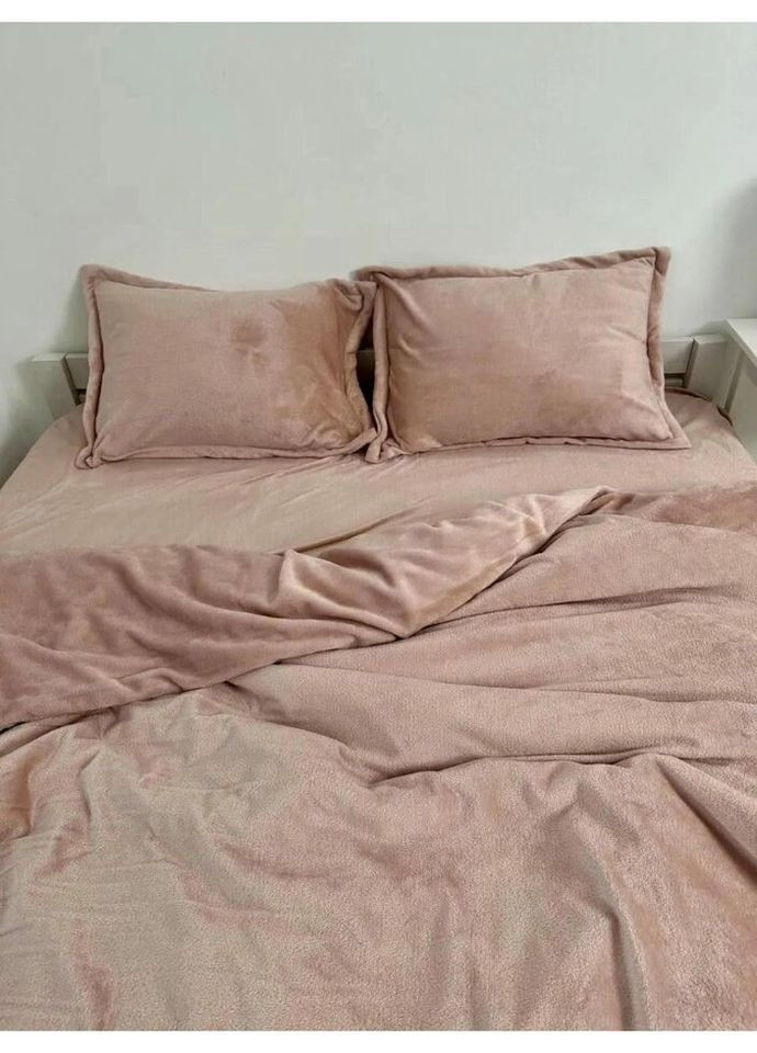 Постельное белье плюшевое семейное Home 20839 160х215х2 см пудровое DUSHKA (327791565)