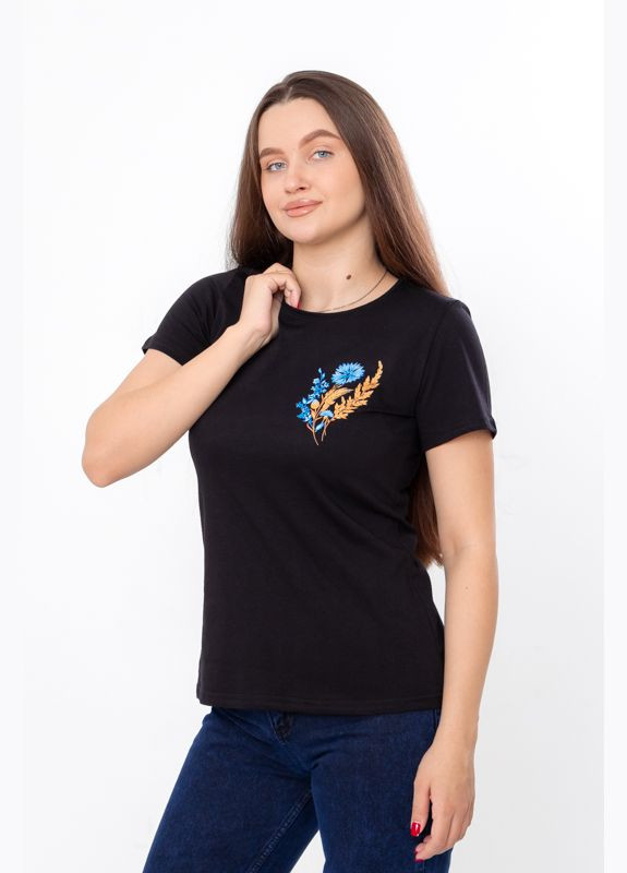 Черная летняя футболка женская “украина” с коротким рукавом Носи своє