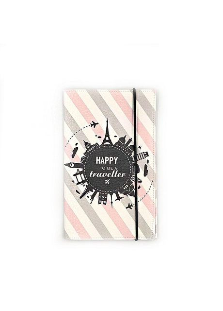 Тревел-сет: тревел-кейс + 3 обложки для паспорта (розовая полоска) экокожа No Brand (301422837)