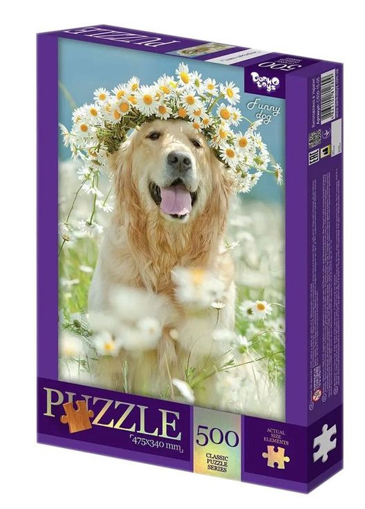 Пазлы 500 элементов Funny dog Собака в венке из ромашек Пазлы для взрослых 500 деталей C50015-12 Danko Toys (315035386)