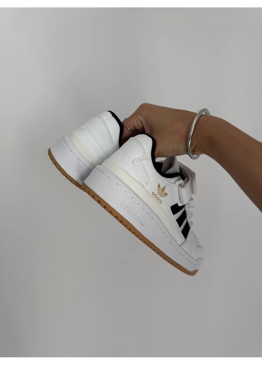 Белые демисезонные кроссовки мужские adidas forum white/black gum адидас форум белые No Brand