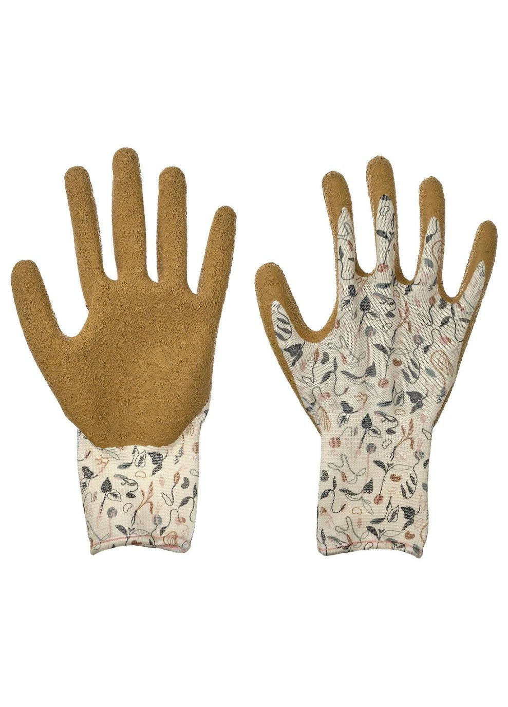 Садовые перчатки ИКЕА DAKSJUS М в мелком беложелтом цветочном узоре (00567088) IKEA (293483667)