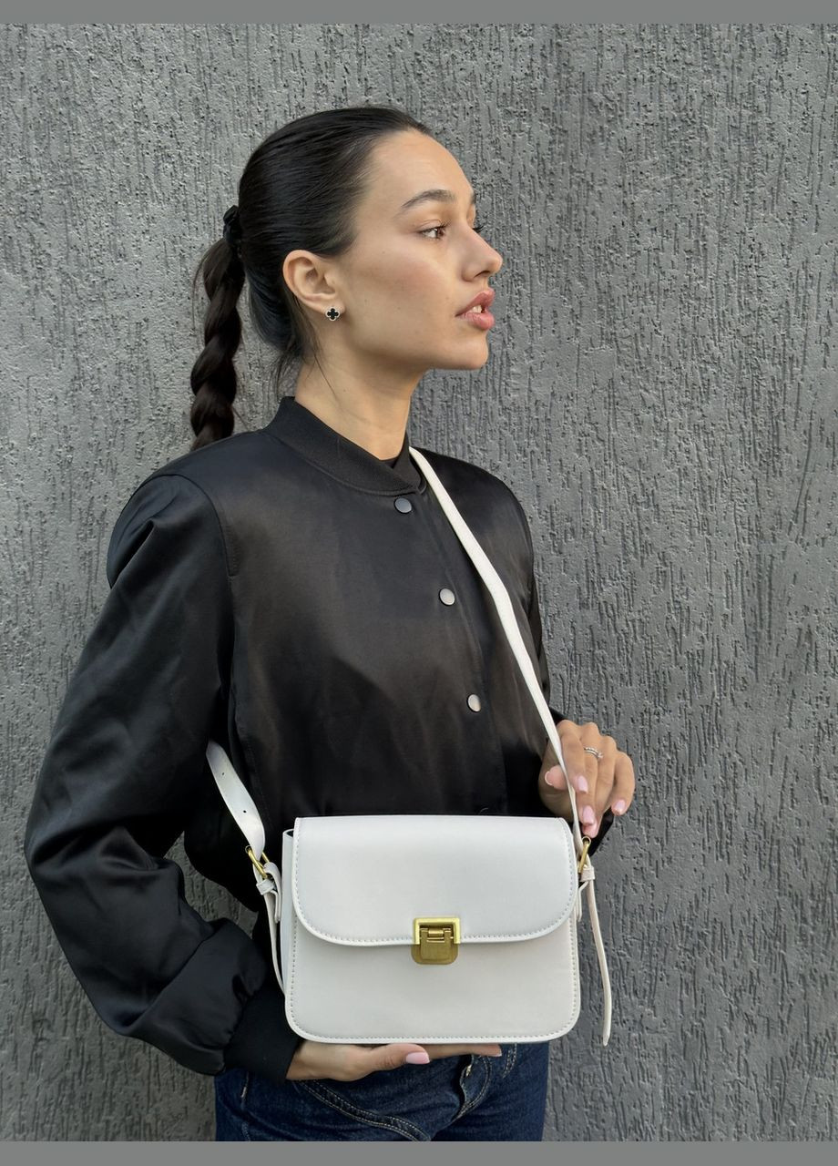 Жіноча біла молочна сумка 8015 8018 крос-боді No Brand (299279375)