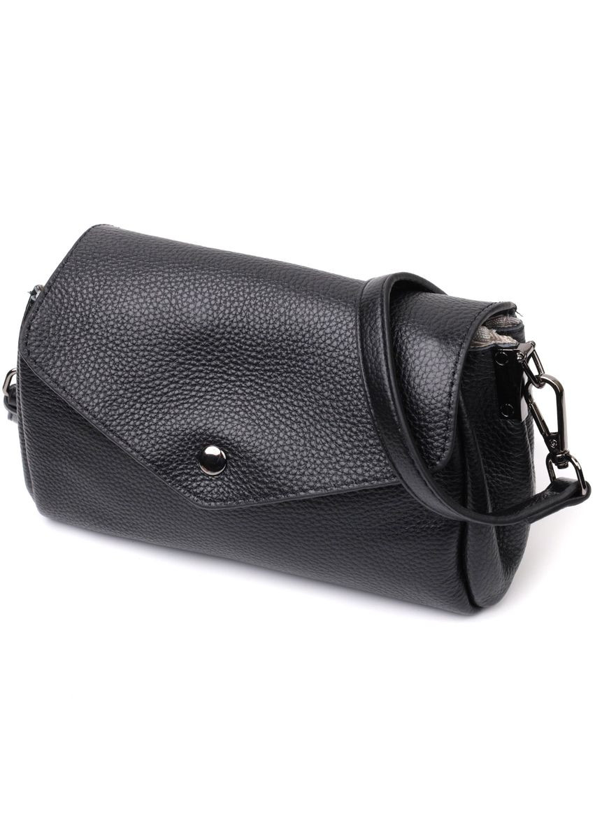 Жіноча шкіряна сумка через плече із трикутним клапаном Vintage чорна (sku_22254) No Brand (329853146)