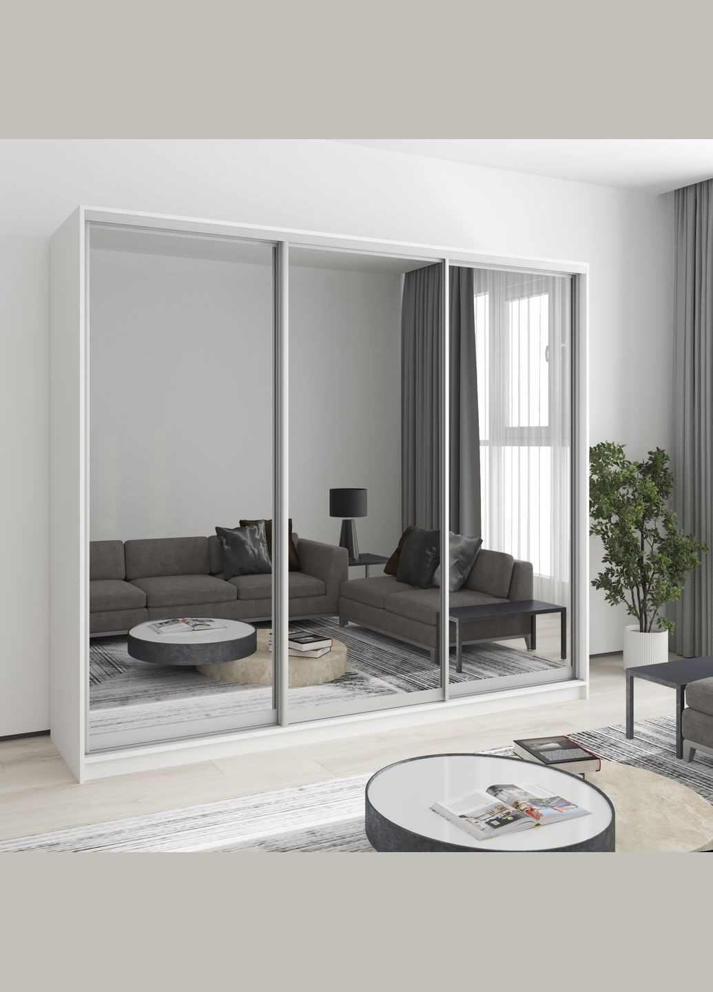 Шкаф-купе трехдверный Комбо AL 3 Зеркала 240x60x210 см (MBS-3388) MebelStar (362373674)