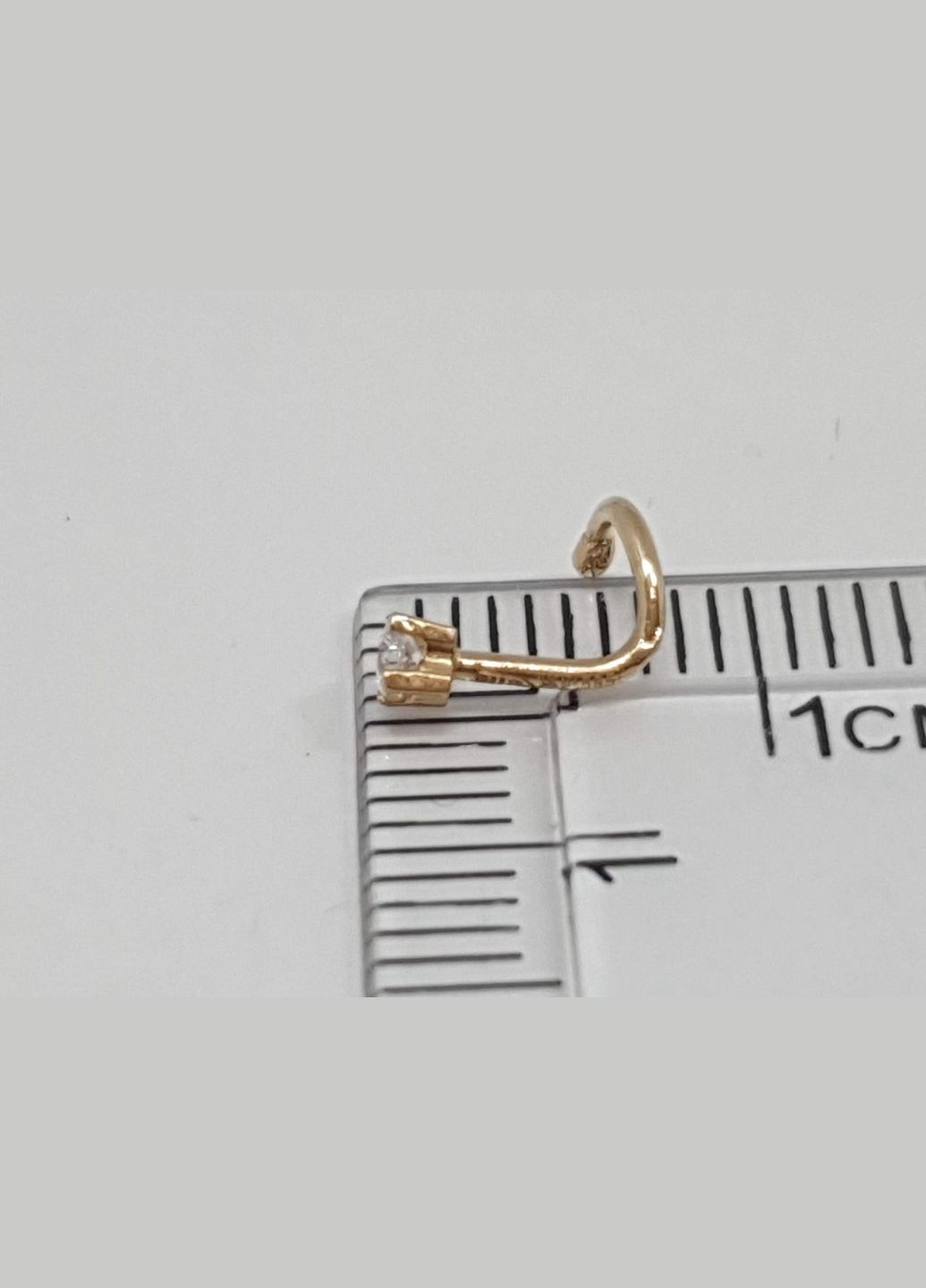 Золота сережка-пірсинг в ніс з фіанітом. 311130 FAVORITUM (271683403)