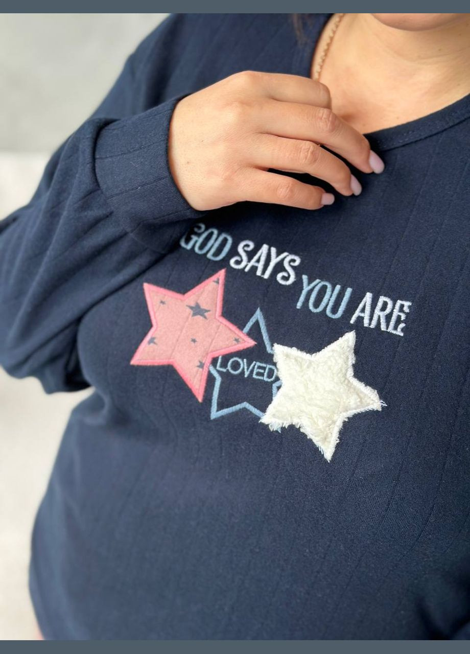 Комбинированная всесезон уютный теплый домашний костюм-пижамка свитшот + брюки Vakko