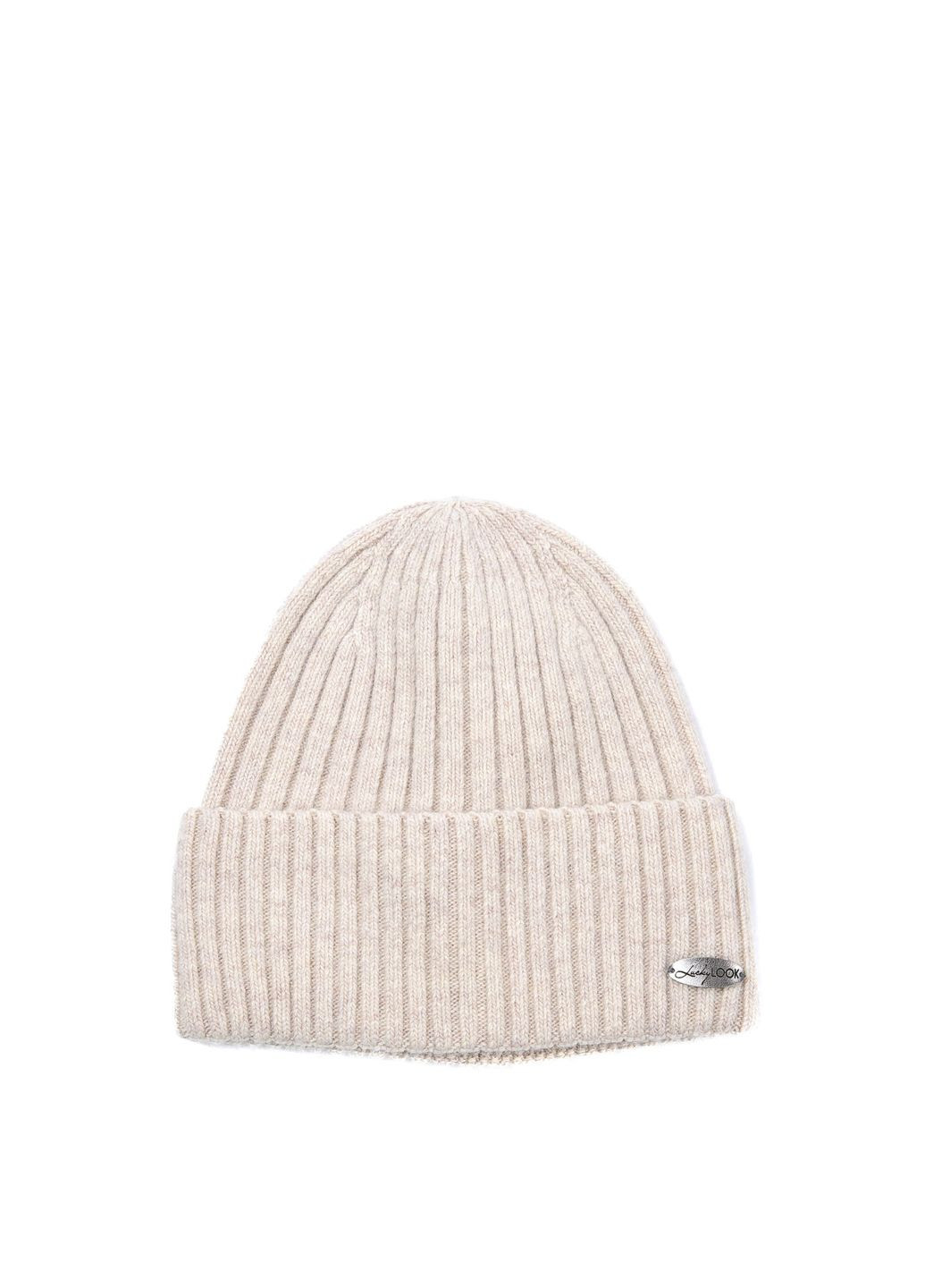 Шапка біні чоловіча вовна бежева HARRIS 856-721 LuckyLOOK 856-721М (362411582)