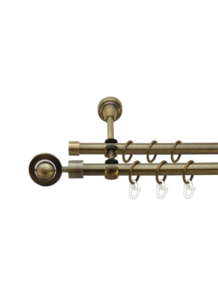 Карниз Пополо металевий дворядний відкритий гладка труба Антик 16\16 мм 300 см (7318609) ORVIT (300795663)