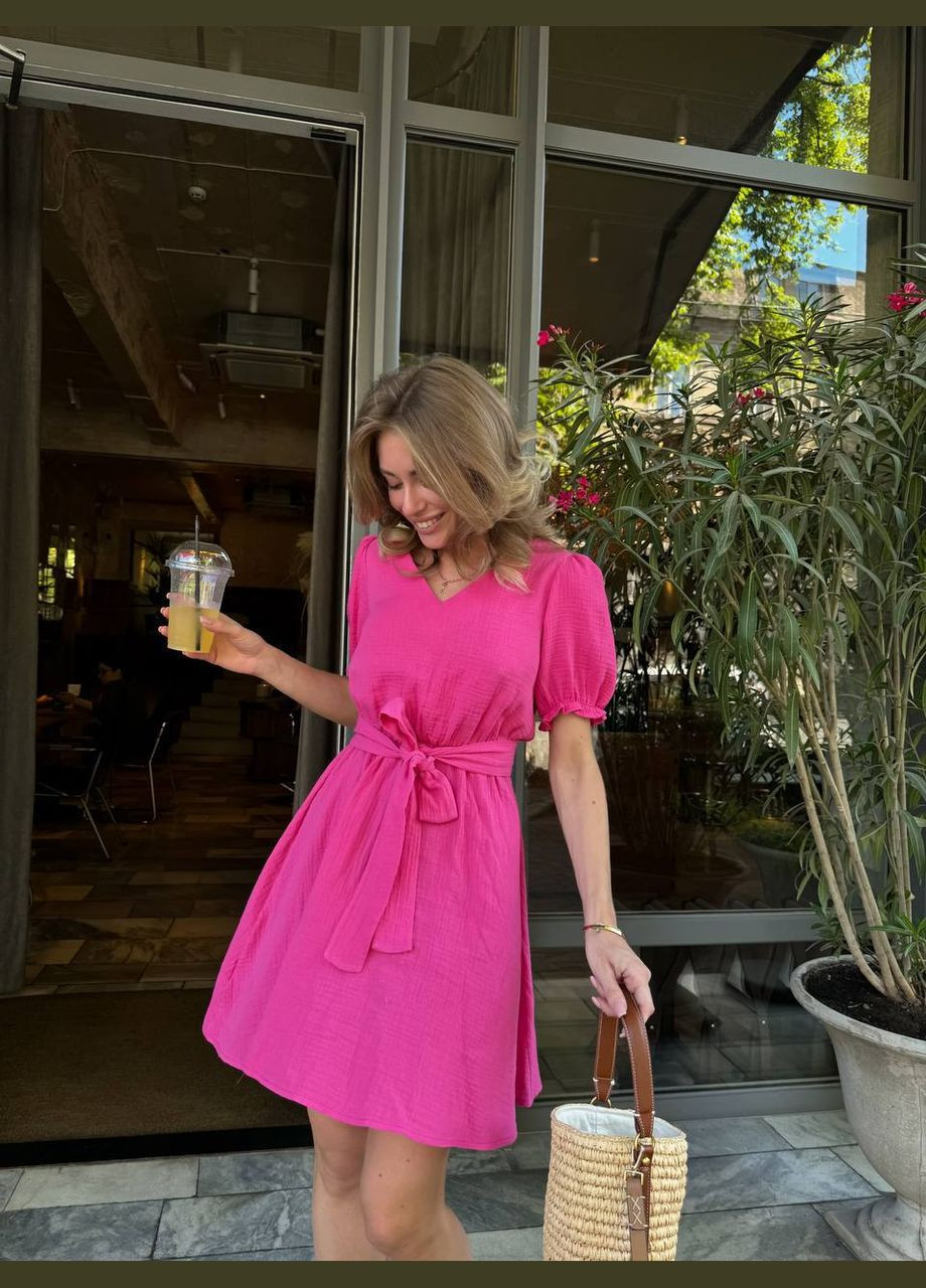 Малиновое повседневный, праздничный женское муслиновое платье Avanti с цветочным принтом