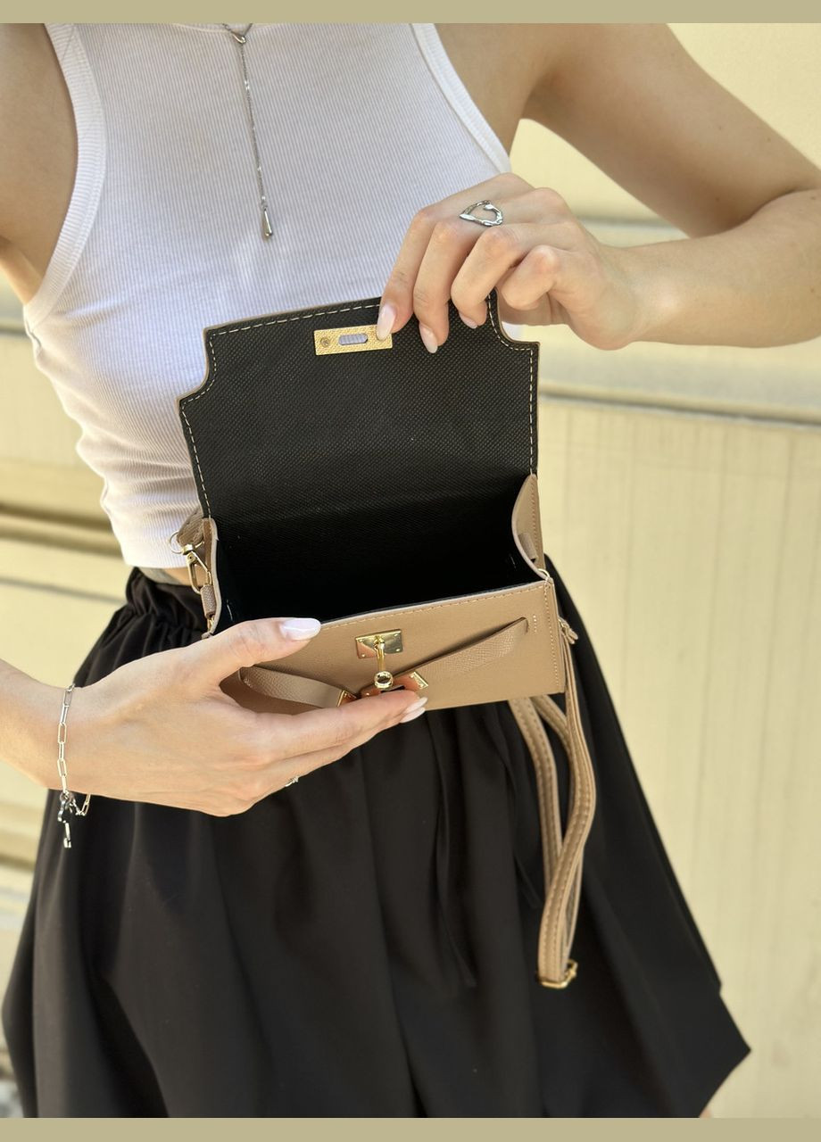 Женская сумка 7904 кросс-боди бежевая No Brand (303322981)