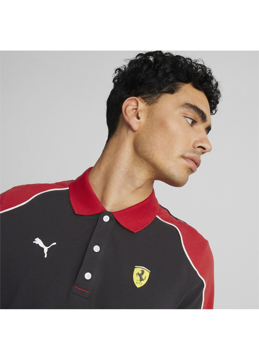 Черная футболка-поло scuderia ferrari polo shirt men для мужчин Puma однотонная