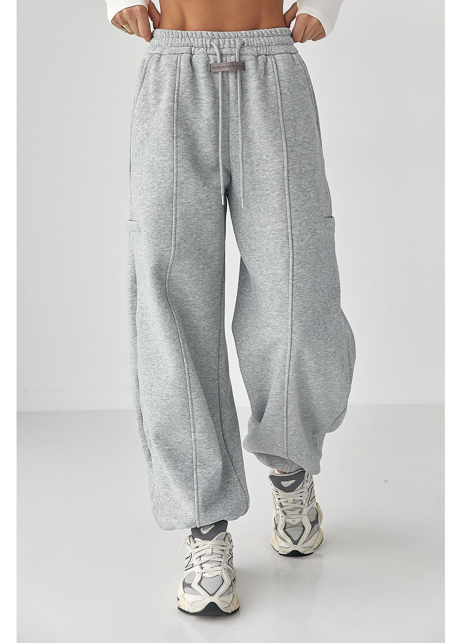 Однотонные теплые спортивные штаны с затяжками внизу Lurex (368276477)