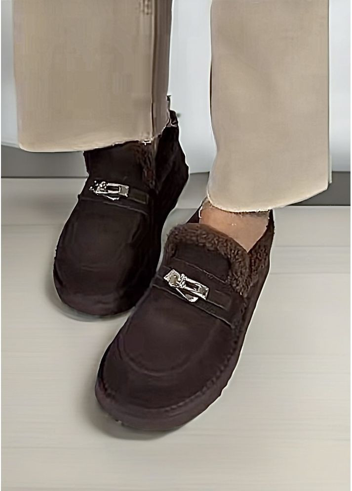 Угги-лоферы женские шоколад,натуральная замша ЗИМА No Brand (364487650)