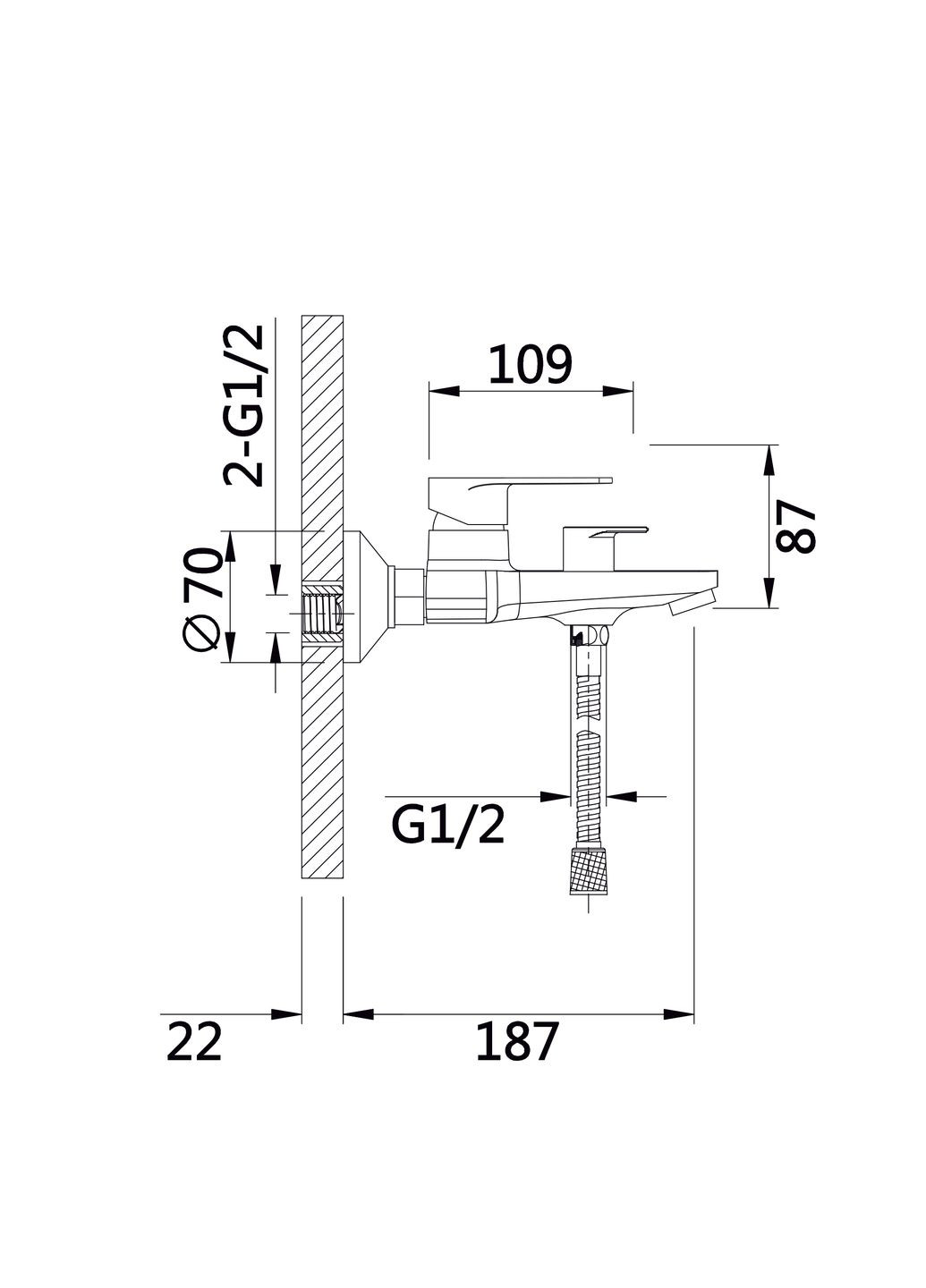 Смеситель для ванны Aries (c душевым гарнитуром) Chrome Qtap QTARI259CRM45559 (346492496)