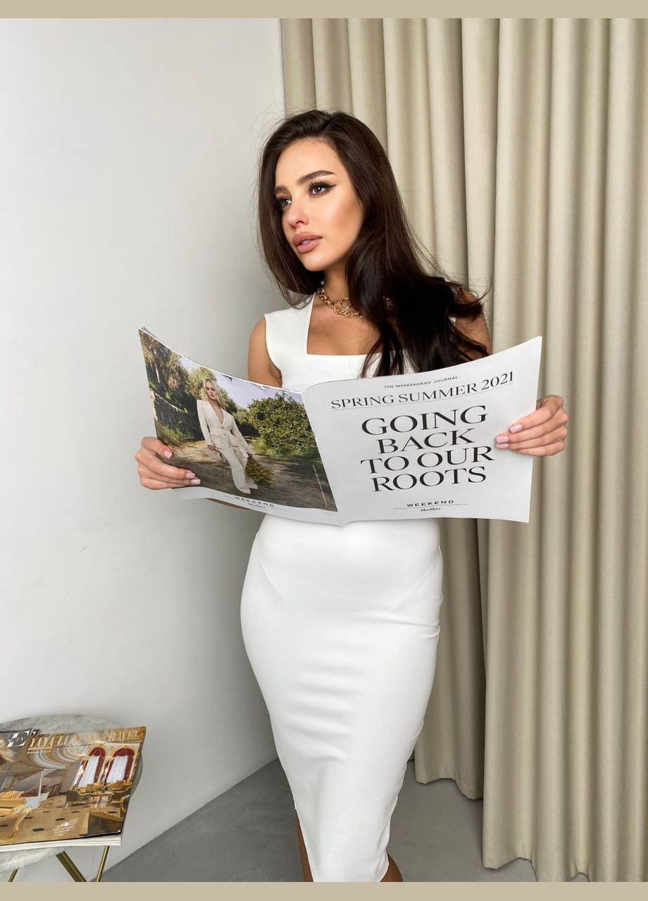 Белое праздничный, повседневный, кэжуал, коктейльное базовая сузня из итальянского джерси силуэтная Україна