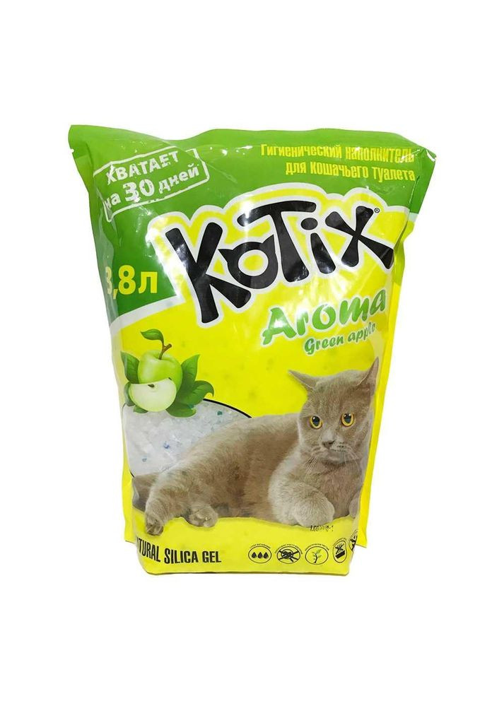 Силикагелевый наполнитель Green Apple для котов с ароматом яблока 3.8 л/1.62 кг KOTIX (278309863)