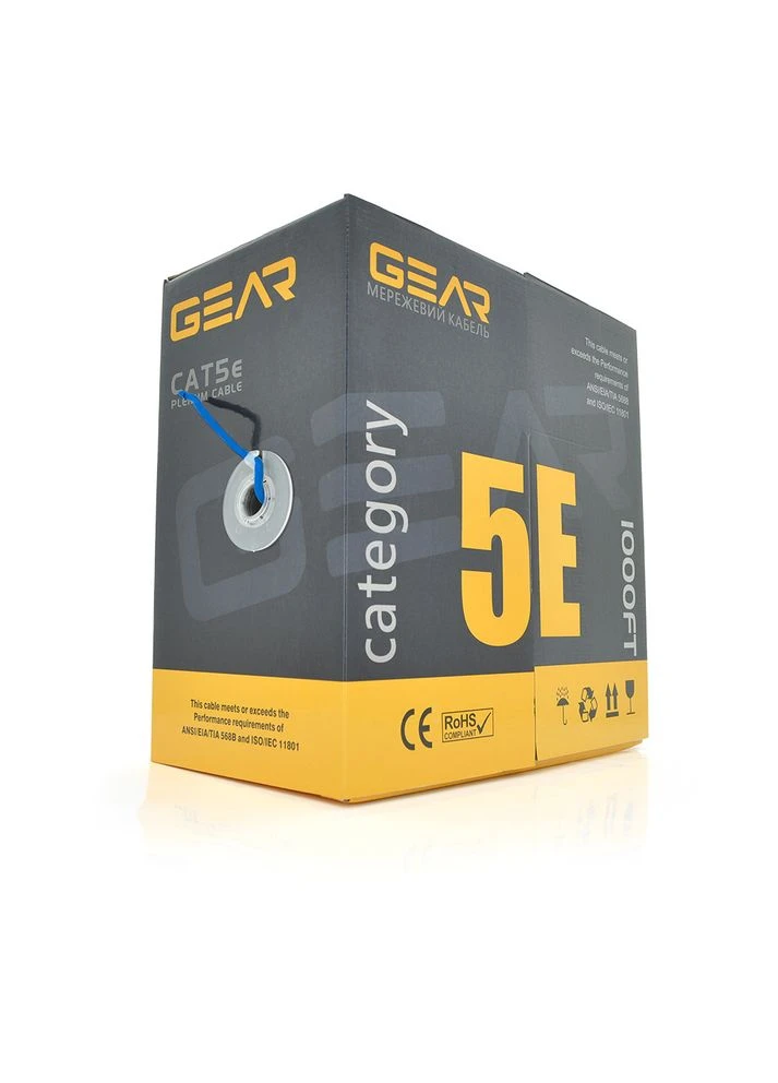 Кабель звита пара FTP 4x2x0,51 Cat5E, CCA Premium, для внутрішніх робіт, синій, 305m Gear (315699703)