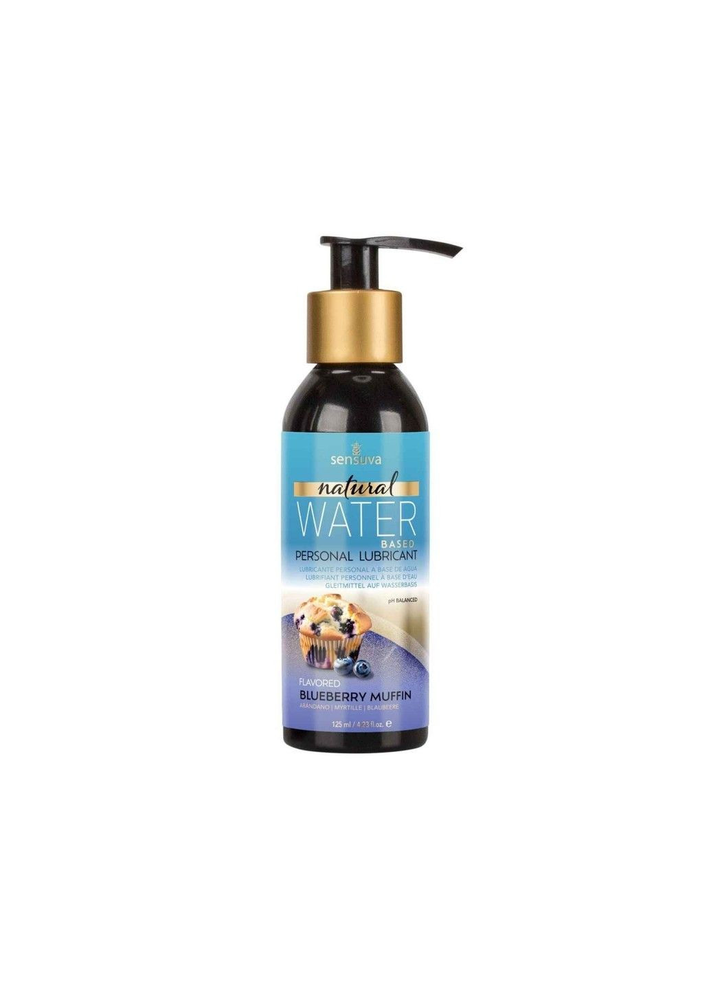 Змазка на водній основі Natural Water-Based Blueberry Muffin (125 мл) зі смаком чорничного мафіна, без гліцерину Sensuva (329190148)