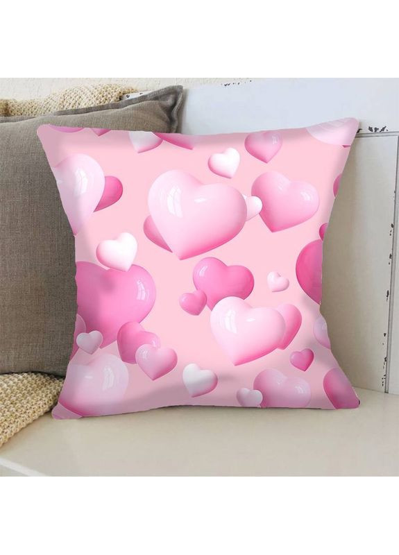 Подушка 3D Рожеві серця 3358_E 15739 50х50 см FlexDress (368783653)