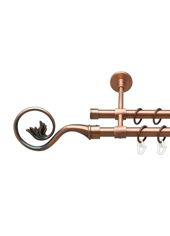 Карниз Ника металлический двухрядный закрытая гладкая труба Медь 16\16 мм 300 см (00-00019921) ORVIT (300690527)