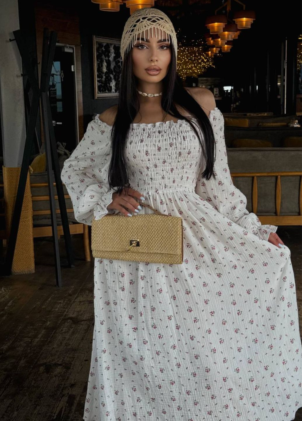 Комбинированное повседневный изящное легкое летнее меди платье с цветочным узором и длинными рукавами фонарик Tik-Tak с цветочным принтом