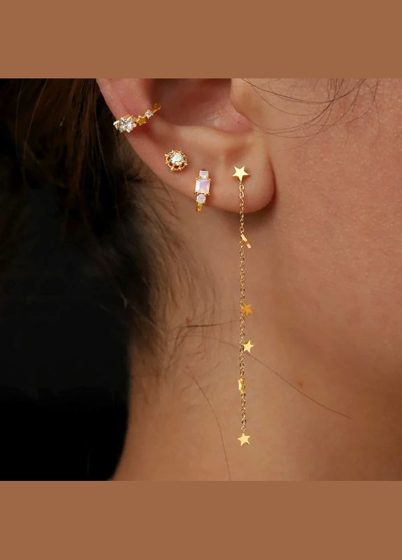 Срібні сережки "Зірочки" в позолоті No Brand (331166898)