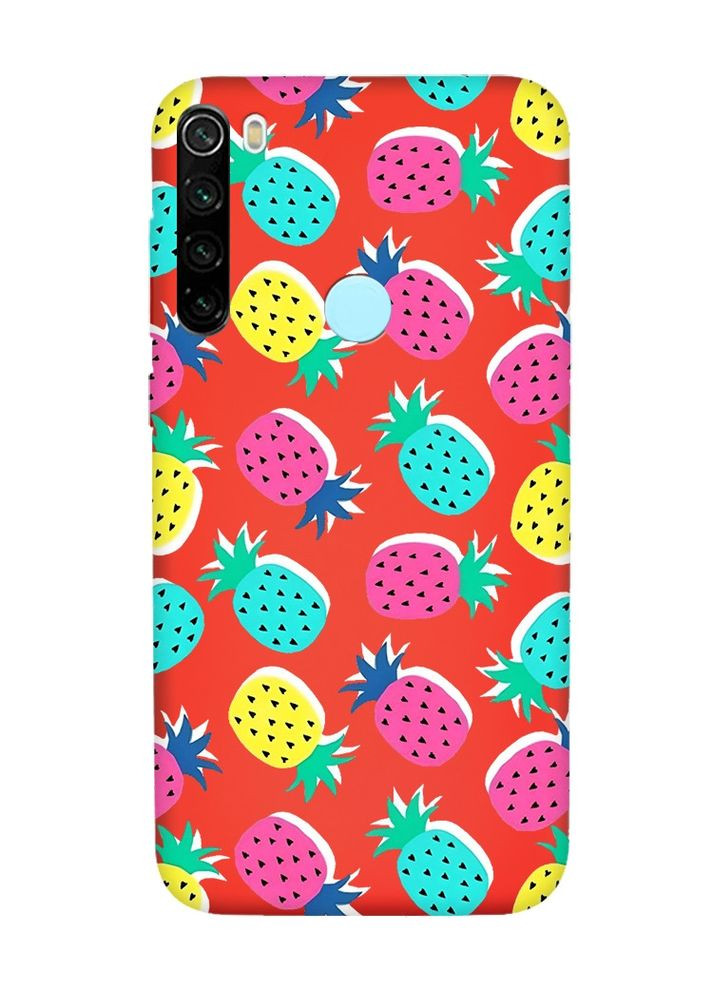 Матовий червоний чохол на Xiaomi Redmi Note 8T:: Різнокольорові ананаси (принт 346) Creative (360705746)