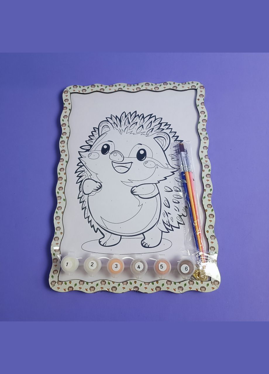 Картина по номерах дерев'яна "Їжачок" формат А4 Puz-22947 PuzzleOk Danko Toys (328939308)