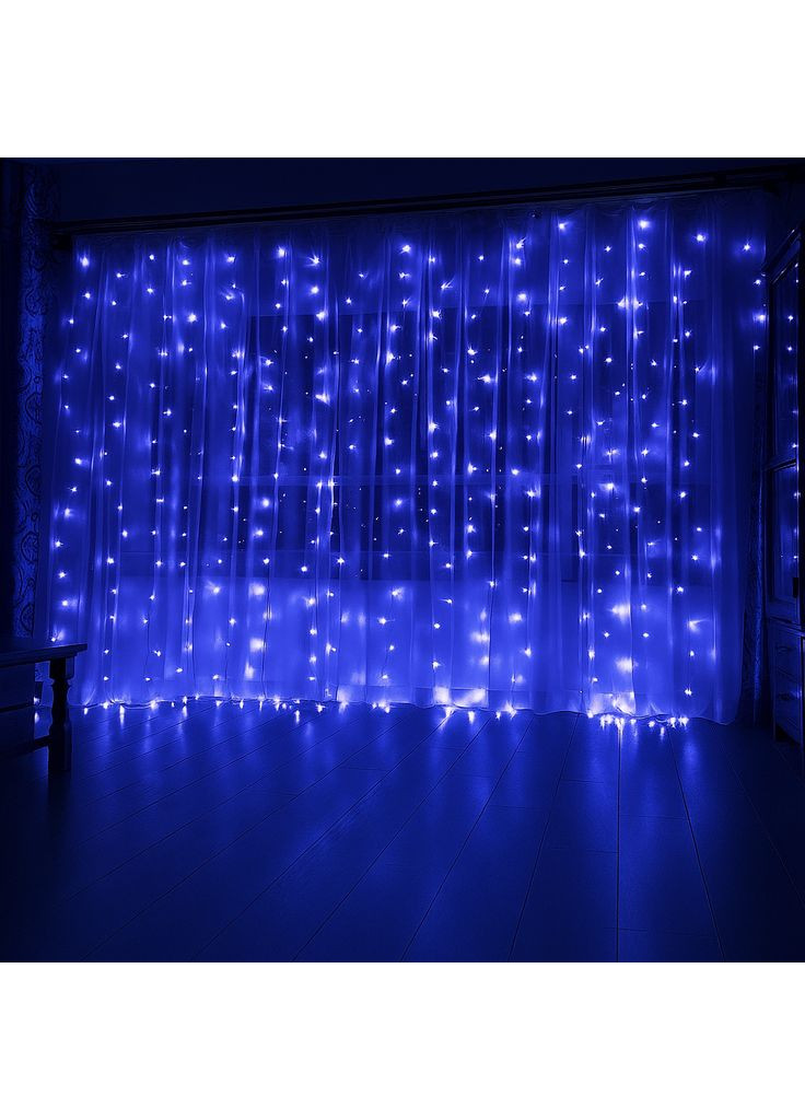 Гирлянда штора светодиодная GarlandoPro 200LED Роса 3х3м 8 режимов 10 нитей гирлянда роса на ёлке Синий Jooki (362672641)