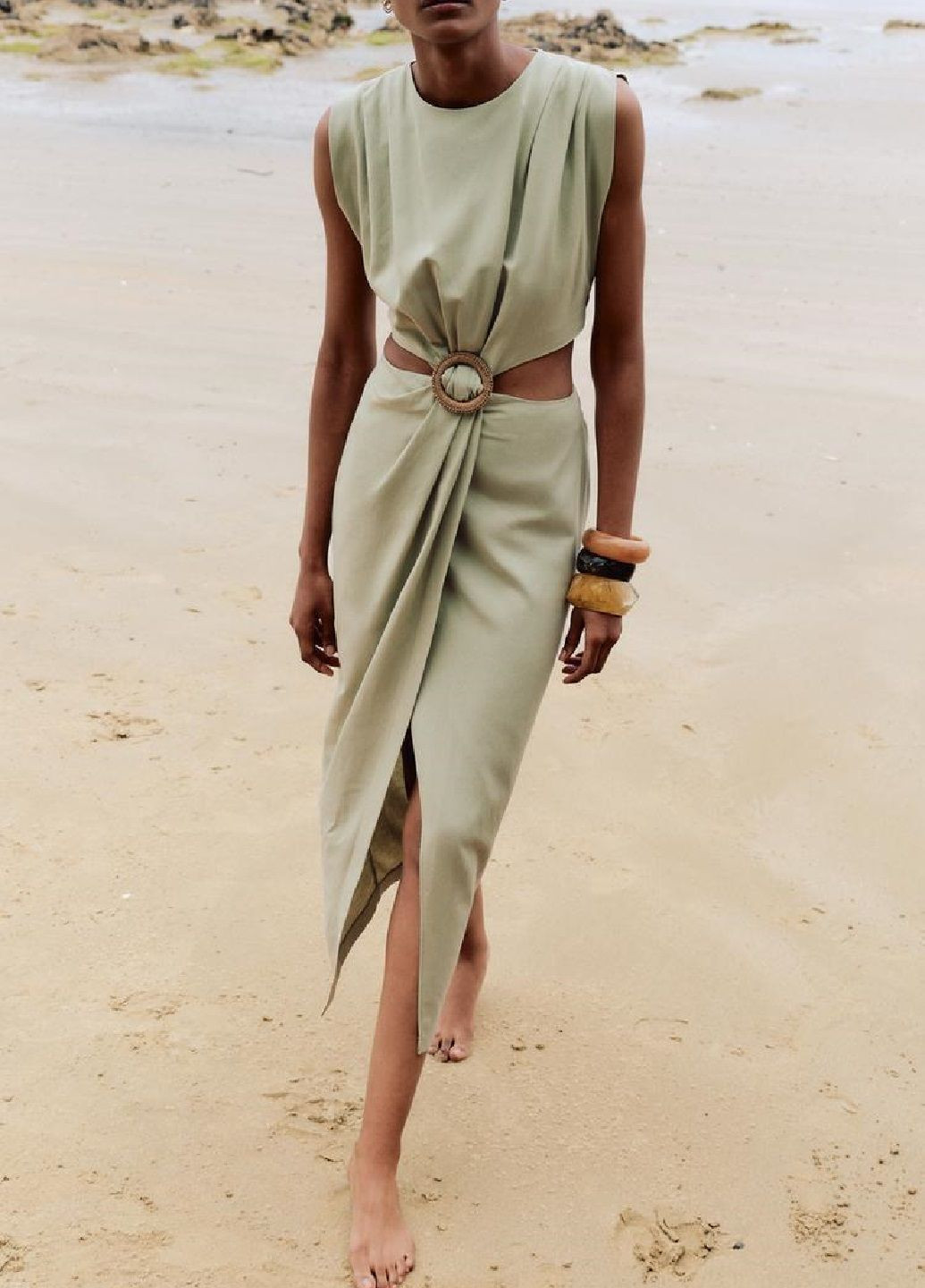 Мятное праздничный платье Zara однотонное