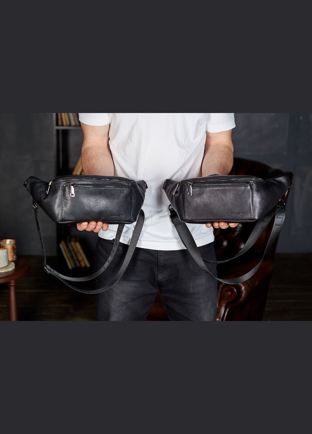 Сумка-бананка чоловіча стильна із натуральної гладкої шкіри чорна TD-31848 Tiding Bag (359380741)