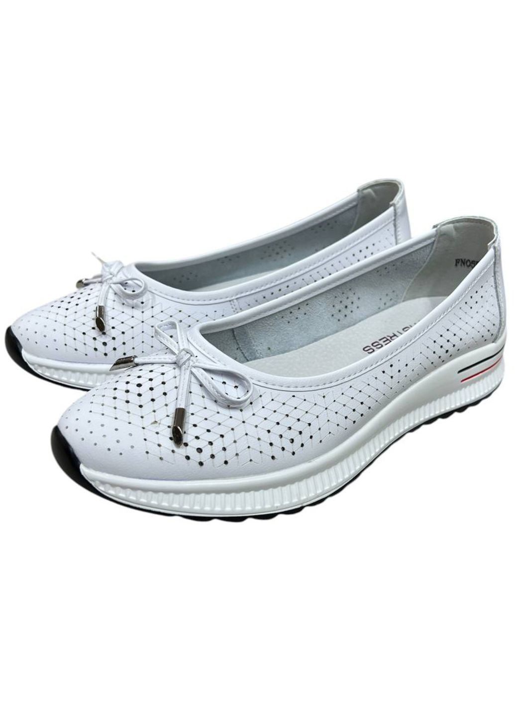 Жіночі весняні балетки Wollen | білі натуральна шкіра (317633704)