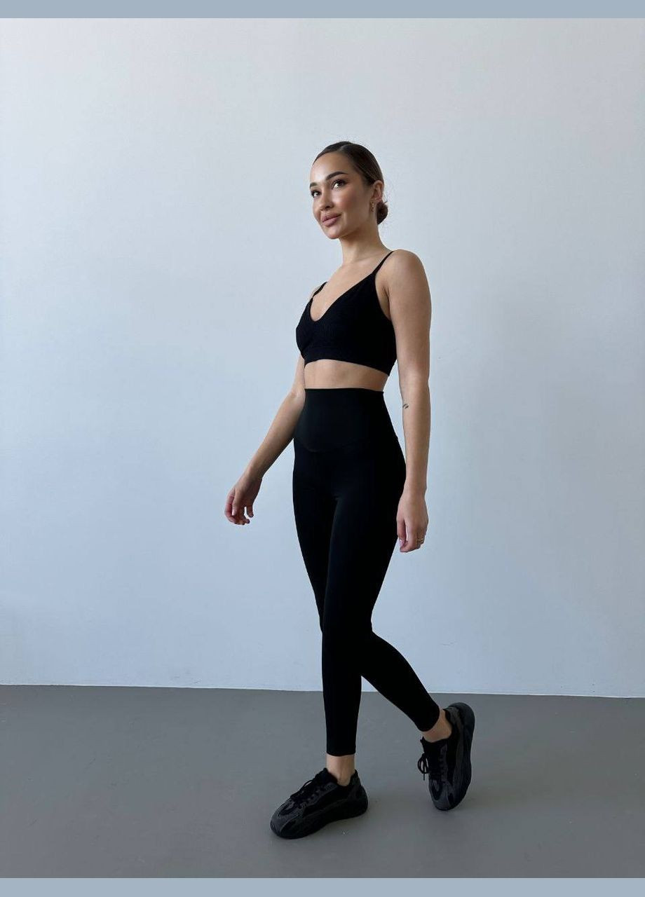 Черные демисезонные женские лосины с утягивающим эффектом Fashion