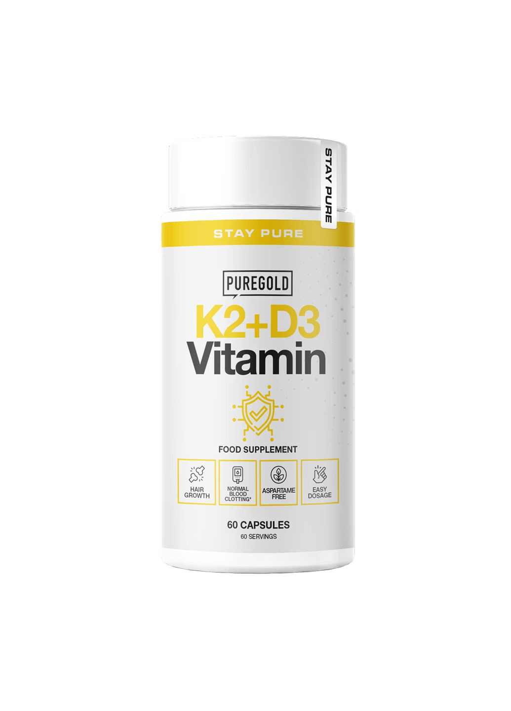 Вітаміни K2+D3 для зміцнення кісток 60 капсул Pure Gold Protein (370299680)