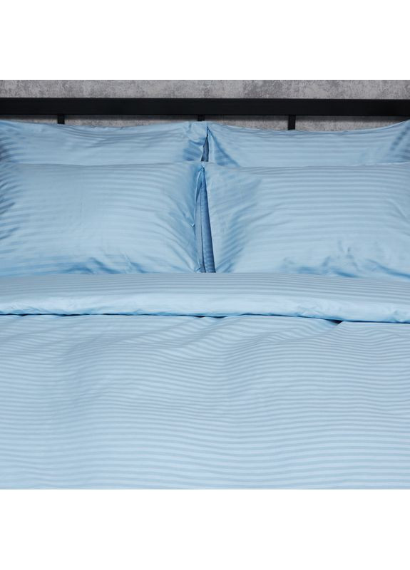 Комплект постільної білизни Satin Stripe «» Євро 200х220 наволочки 4х50х70 (MS-820008658) Moon&Star Ocean Calm (356113071)