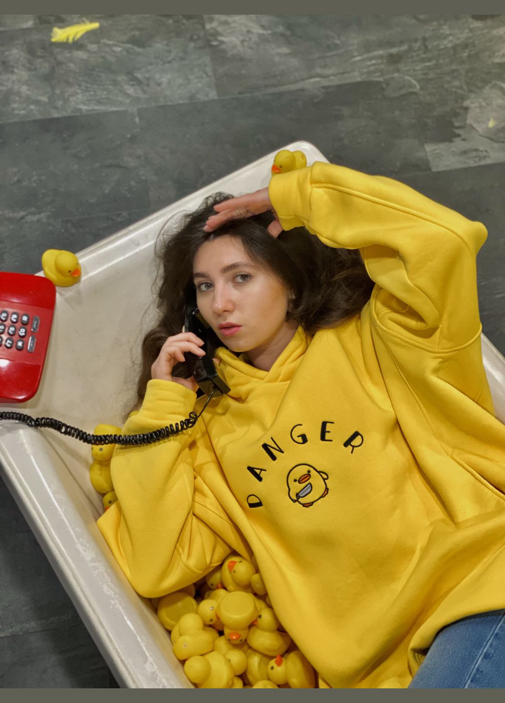 Оверсайз худі небезпечна качка жовтий nadiupishou (302806473)