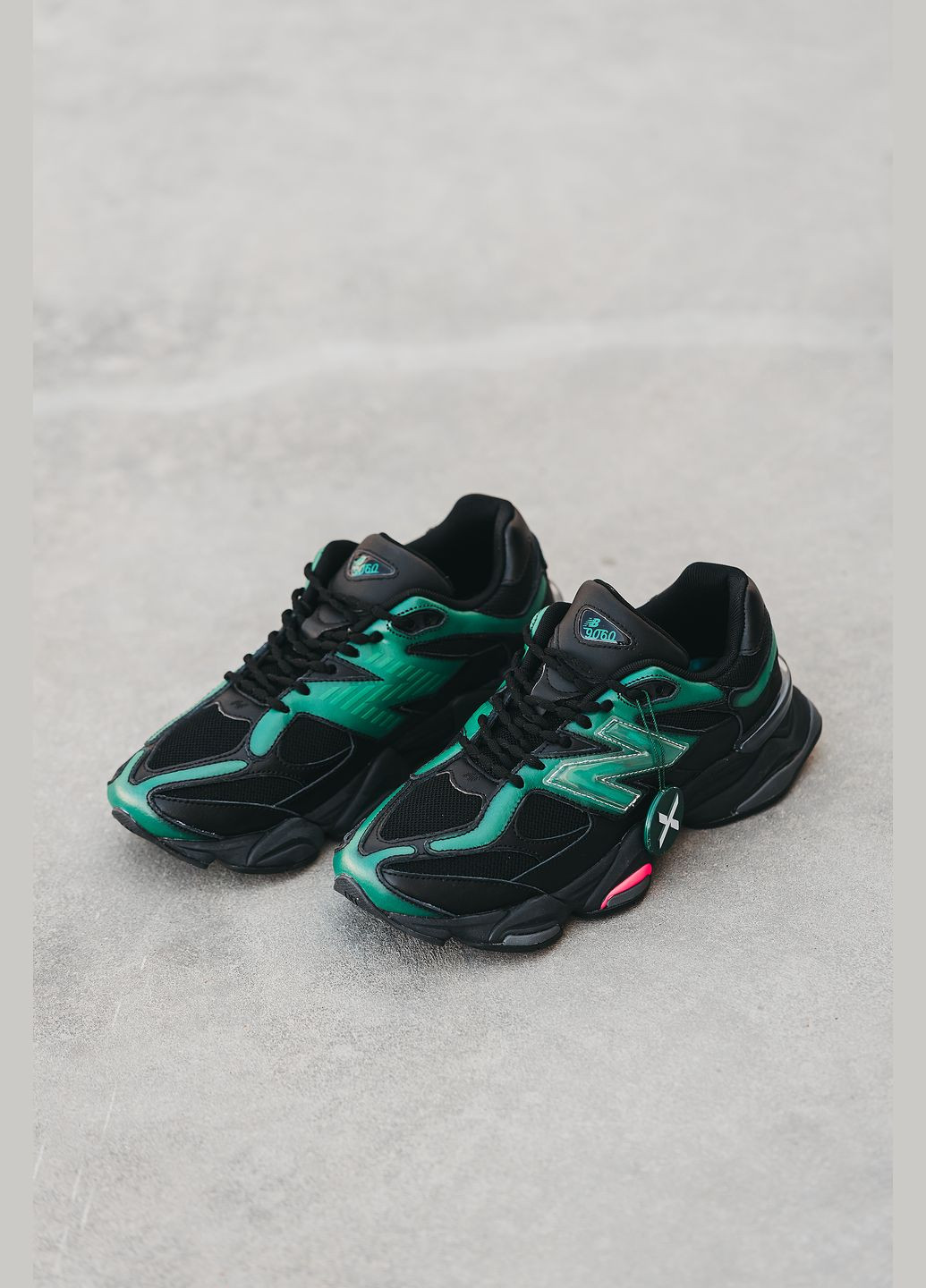 Черные демисезонные кроссовки мужские new balance 9060 black green| нью беланс 9060 черные зеленые No Brand