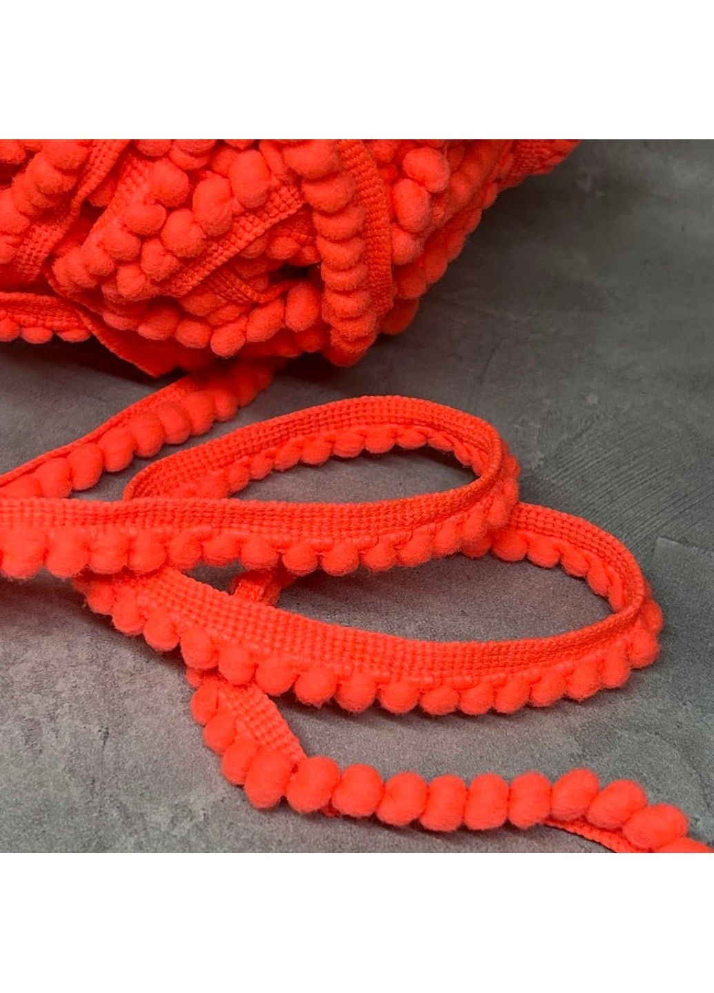 Стрічка з міні помпонами, колір помаранчевий (неон), арт 08725, 1 метр No Brand (362669569)