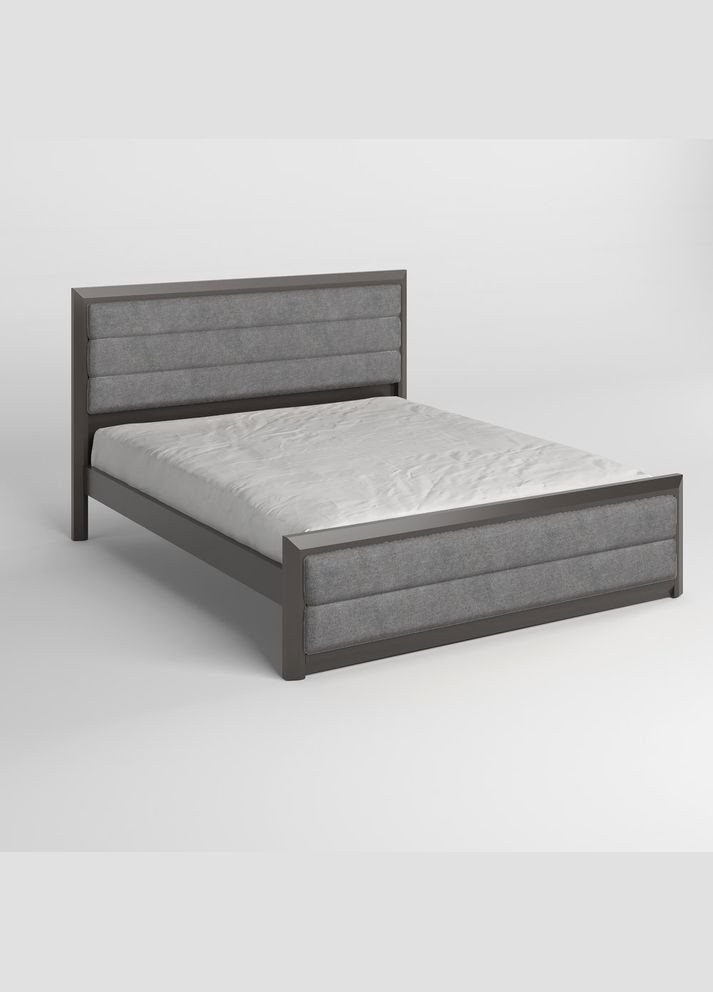 Односпальне дерев'яне ліжко Барселона Б5 (RAL9011)/Аляска 93 (Сірий) 80х190 см (MBG-14220) Mebigrand (366087216)