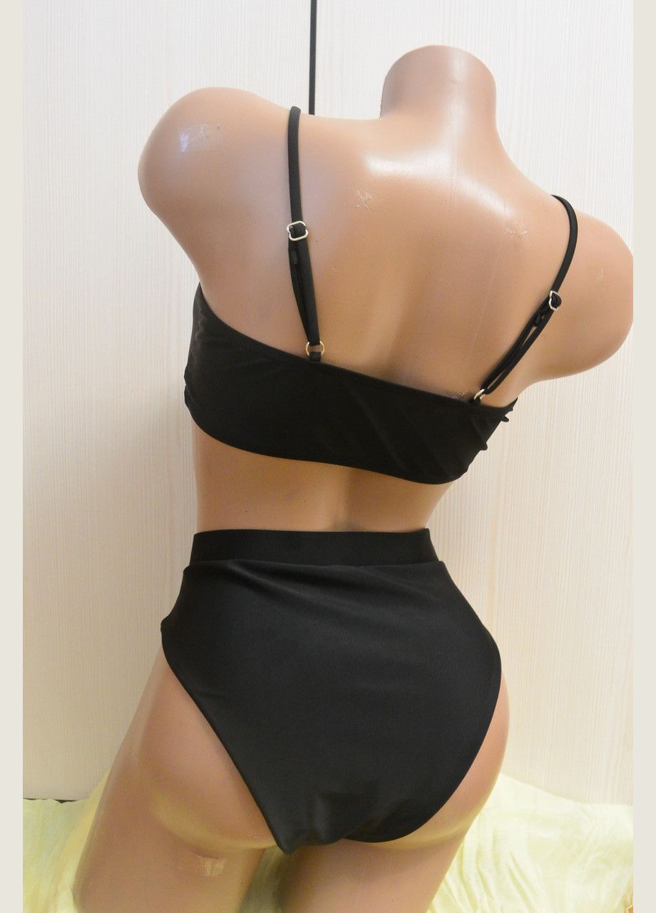 Черный летний женский купальник с завышенной талией. No Brand