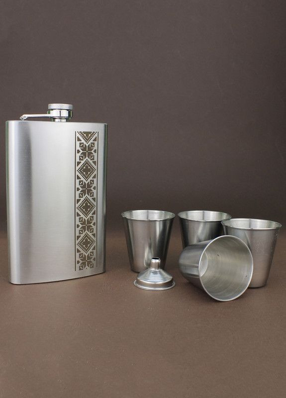 Набор фляги с гравировкой Вышиванка с воронкой и стопками (21-0032) Кукумбер (300294120)