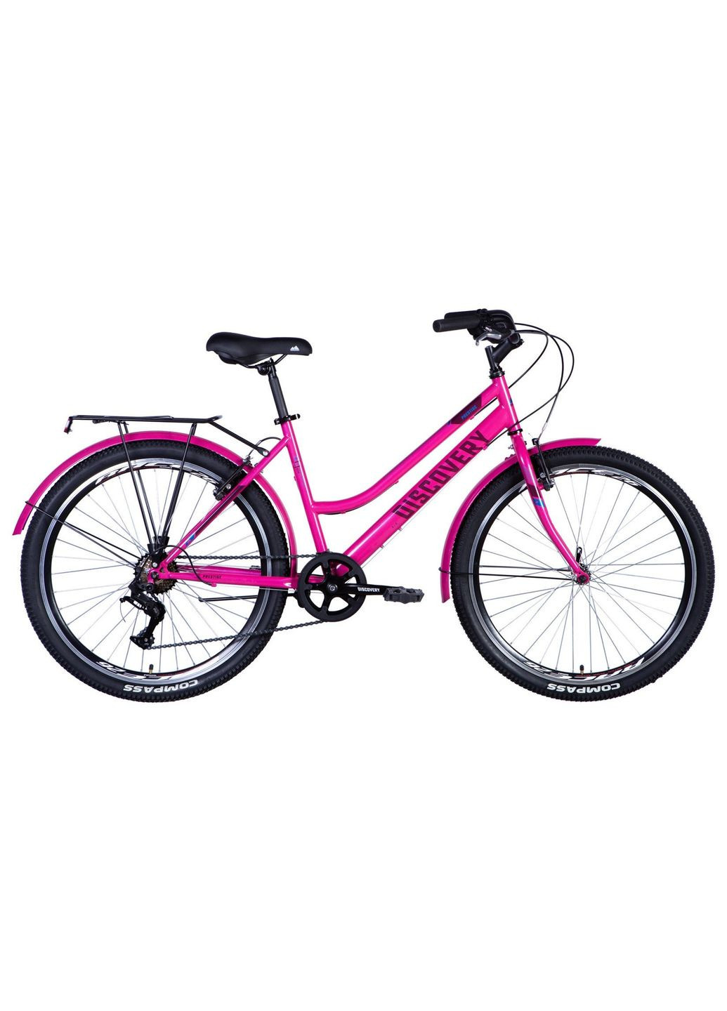 Велосипед ST 26" PRESTIGE WOMAN Vbr FR рама-17" рожевий 2024 крила, крило пер., крило зад., підніжка (OPS-DIS-26-615) Discovery (370144369)