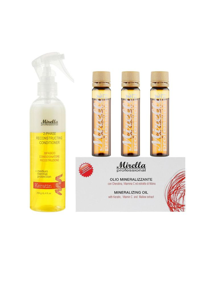 Набір для волосся Professional Двофазний кондиціонер 250 мл та мінералізуюча олія 10*10 мл Mirella (342745168)