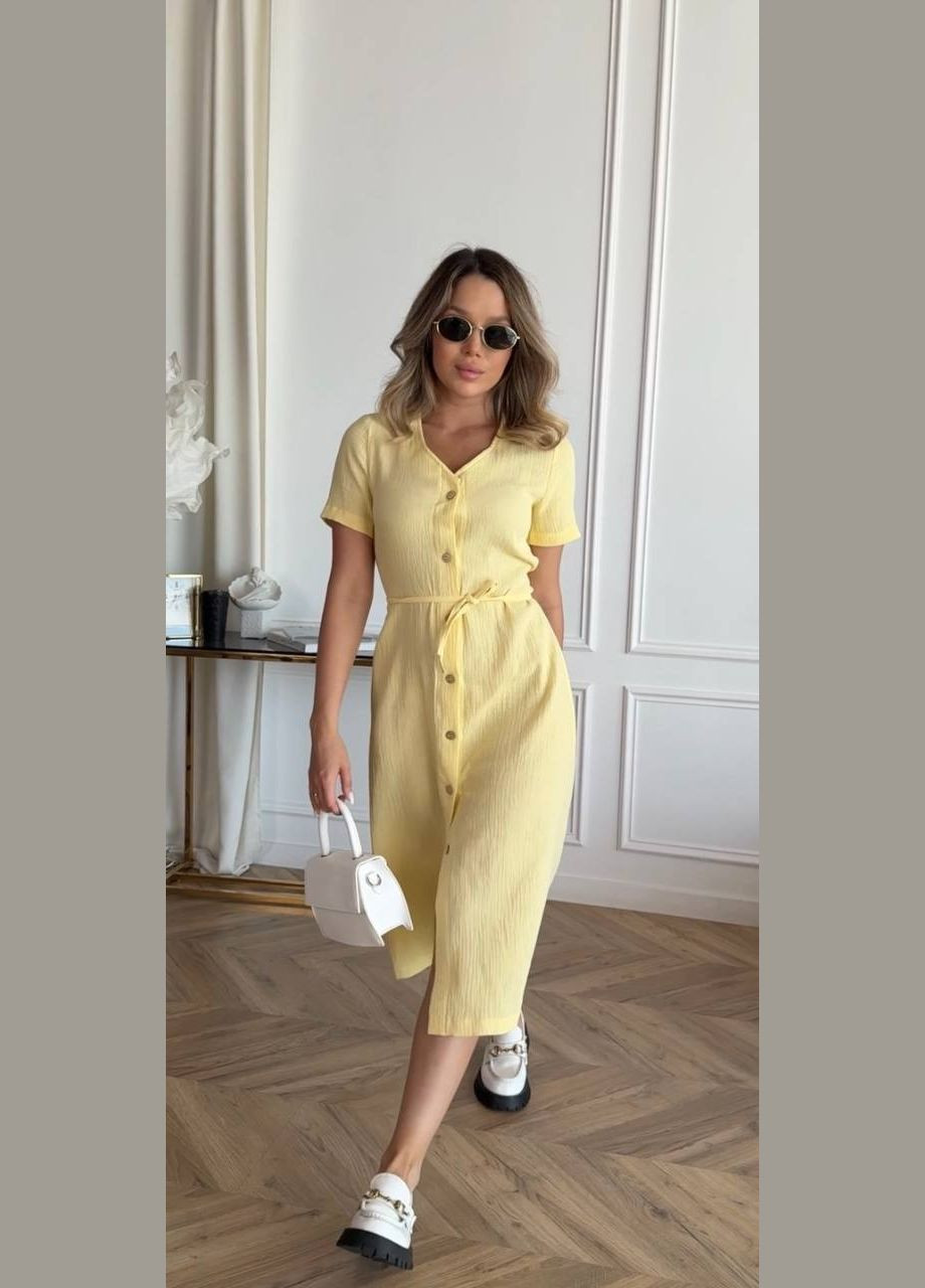 Жовтий повсякденний сукня DK/DL Мода без кордонів однотонна