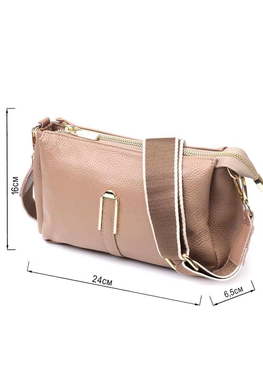 Оригинальная сумка через плечо из натуральной кожи бежевая 22289 Vintage (329195509)