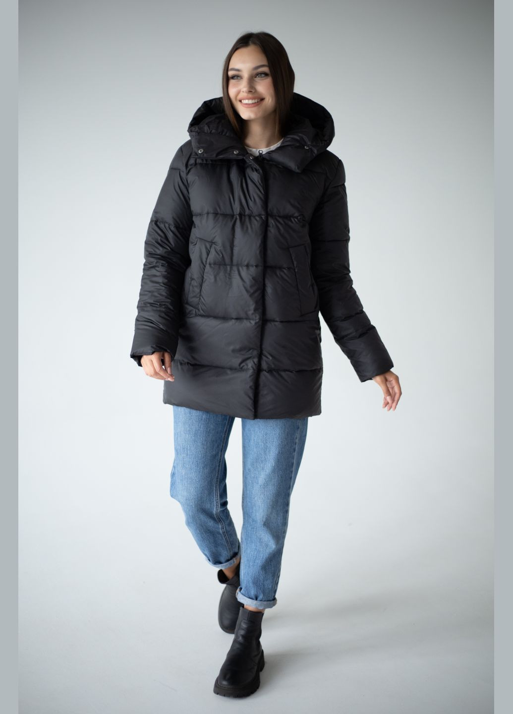 Чорна зимня жіночий пуховик зимовий SK