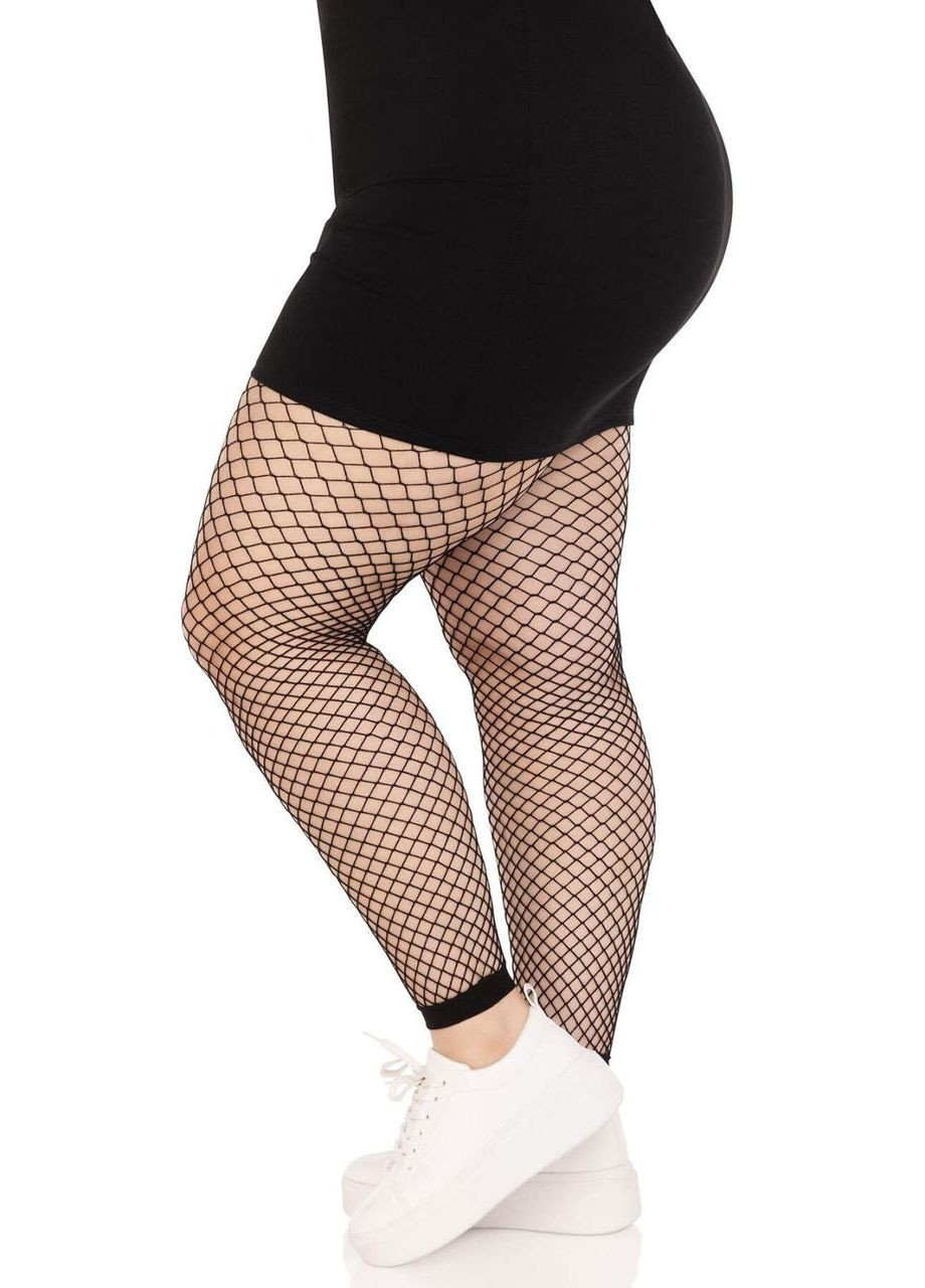 Колготки без стопы Leg Avenue Industrial Net footless tights, 1X/2X, черные, в сетку No Brand (305204968)
