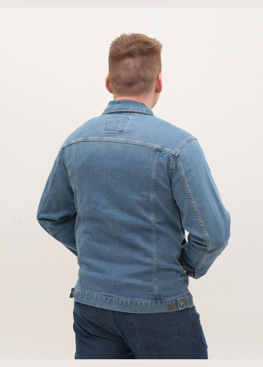 Светло-синяя демисезонная куртка джинсовая мужская голубая в больших размерах куртка-пиджак FRANCO BENUSSI Пряма